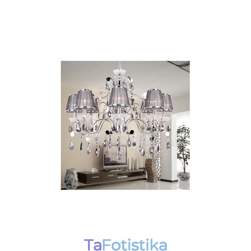 Πολυέλαιος 8 Ανοιχτό Γκρι K9 Crystal Candle Style Chandelier