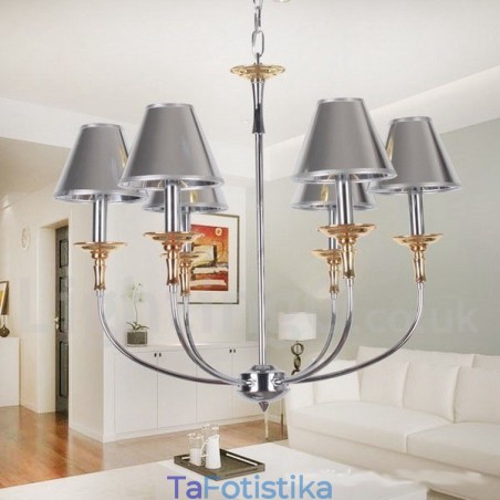 Πολυέλαιος 6 Light Modern Contemporary Chrome Candle Style