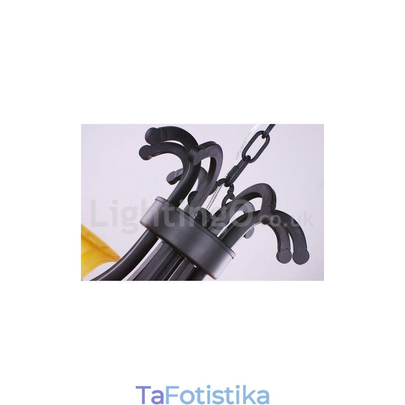 Πολυέλαιος 8 ανοιχτού μαύρου σύγχρονου στυλ κεριού