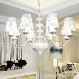 Πολυέλαιος 8 Light Modern Contemporary Hollow White Candle Style