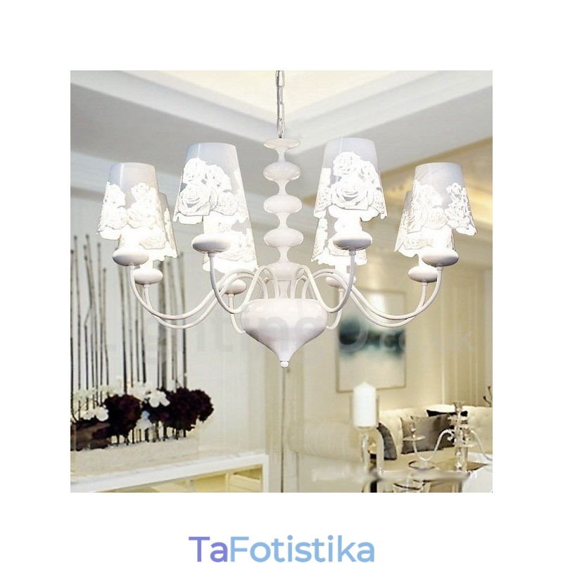 Πολυέλαιος 8 Light Modern Contemporary Hollow White Candle Style