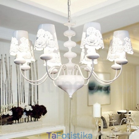 Πολυέλαιος 8 Light Modern Contemporary Hollow White Candle Style