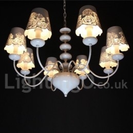 Πολυέλαιος 8 Light Modern Contemporary Hollow White Candle Style