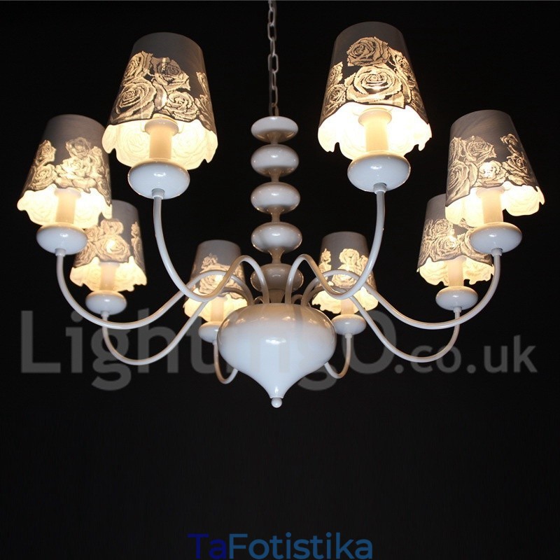 Πολυέλαιος 8 Light Modern Contemporary Hollow White Candle Style