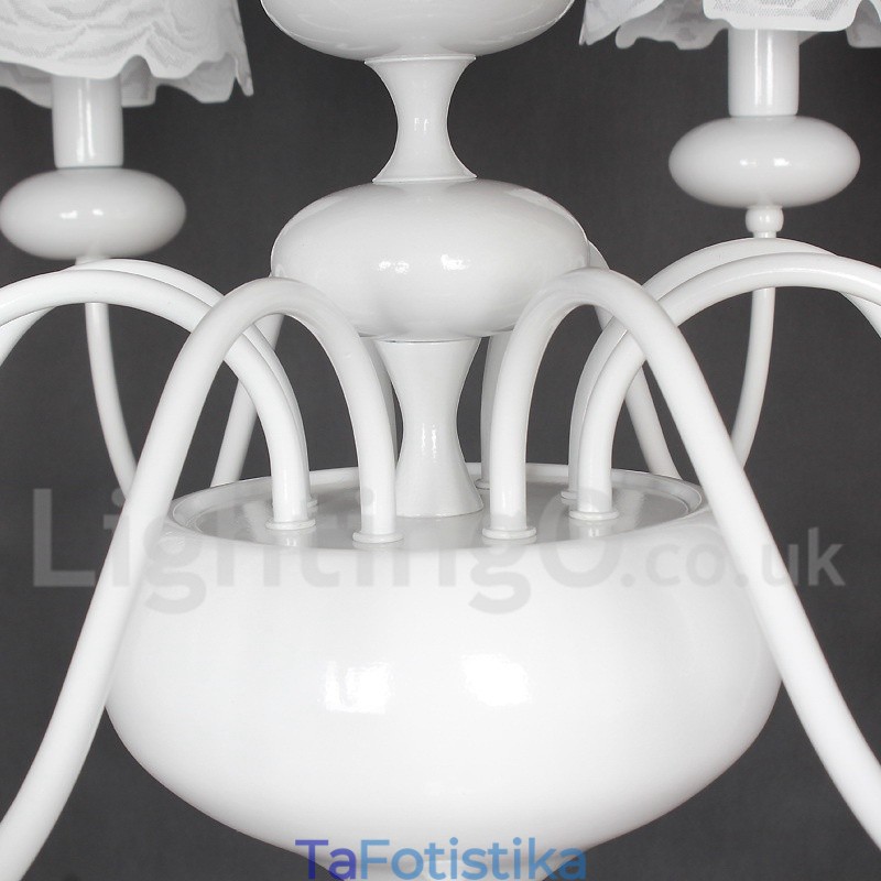 Πολυέλαιος 8 Light Modern Contemporary Hollow White Candle Style