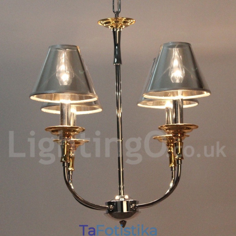 Πολυέλαιος 4 Light Modern Contemporary Chrome Style Candle