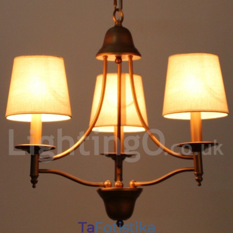 Πολυέλαιος με 3 ελαφρύ ρουστίκ ρετρό μεσογειακό στιλ κεριών