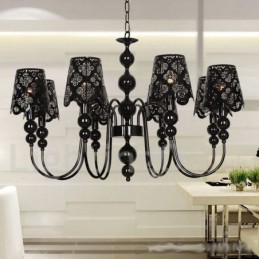 Πολυέλαιος σε στυλ 8 Light Modern Contemporary Hollow Black Candle