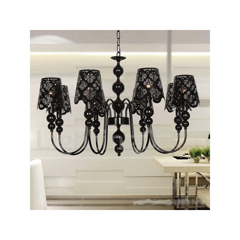 Πολυέλαιος σε στυλ 8 Light Modern Contemporary Hollow Black Candle