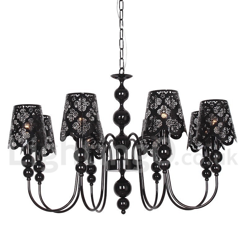 Πολυέλαιος σε στυλ 8 Light Modern Contemporary Hollow Black Candle
