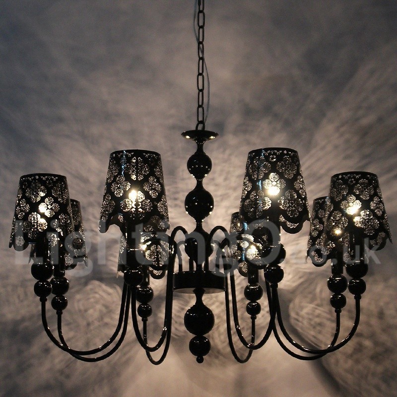 Πολυέλαιος σε στυλ 8 Light Modern Contemporary Hollow Black Candle