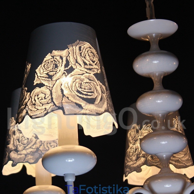 Πολυέλαιος σε στυλ 5 ανοιχτού μοντέρνου μοντέρνου κοίλου λευκού κεριού