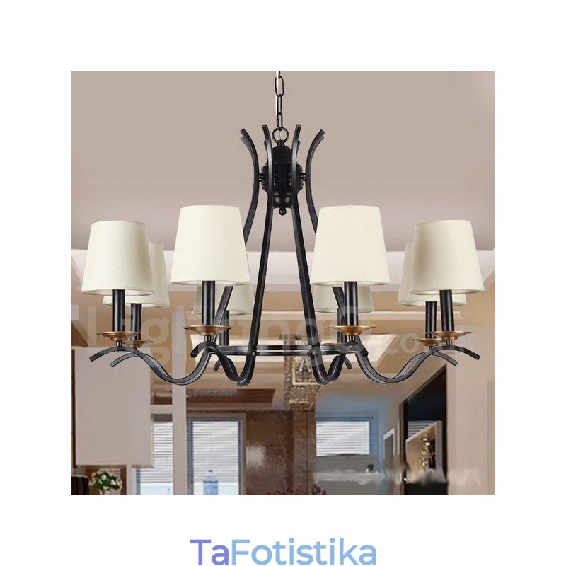 Πολυέλαιος 8 ανοιχτού μαύρου μοντέρνου στυλ κεριού