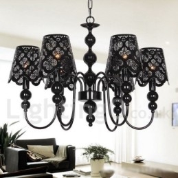 Πολυέλαιος σε στυλ 6 Light Modern Contemporary Hollow Black Candle