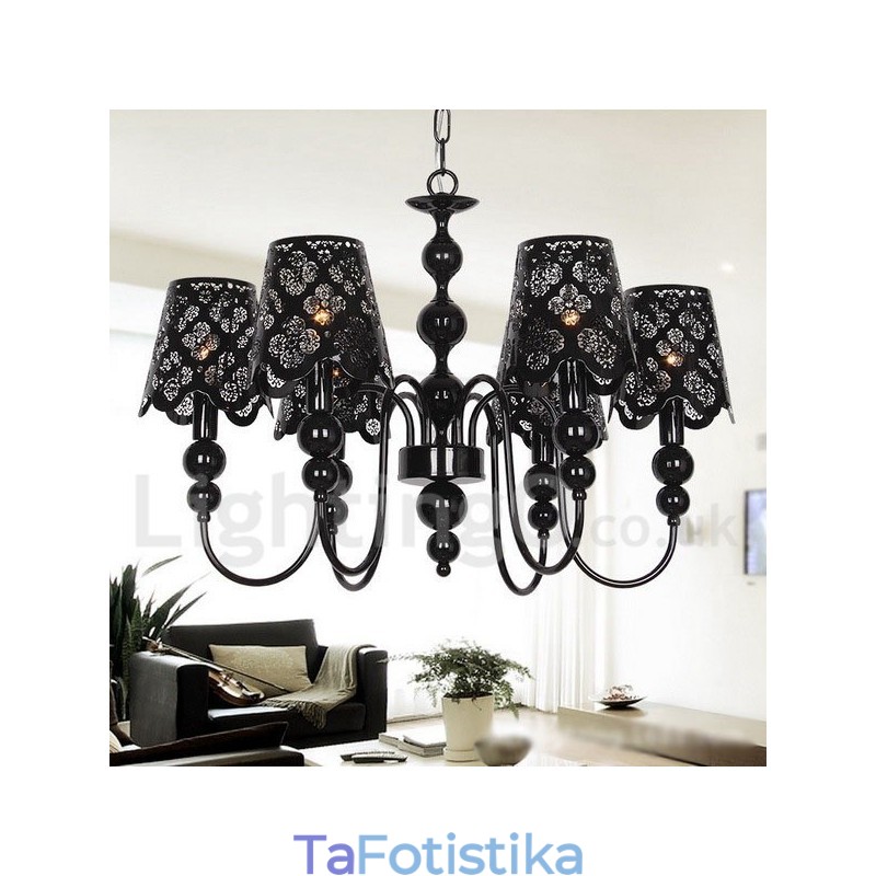 Πολυέλαιος σε στυλ 6 Light Modern Contemporary Hollow Black Candle