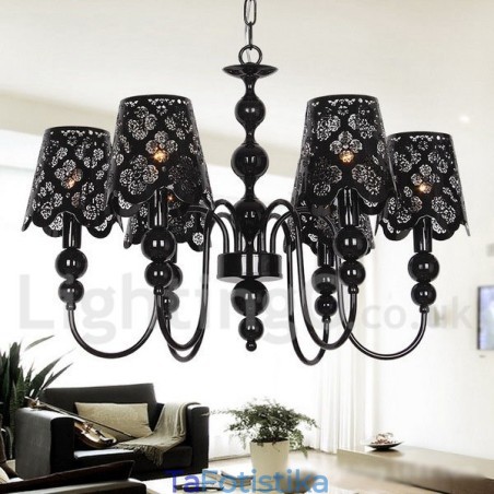 Πολυέλαιος σε στυλ 6 Light Modern Contemporary Hollow Black Candle