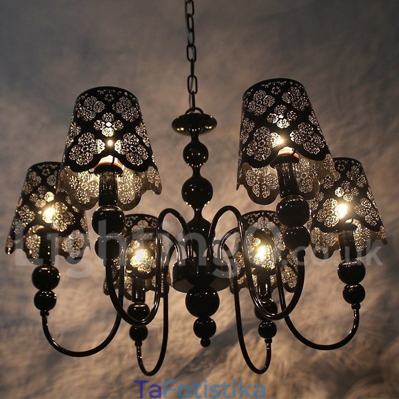 Πολυέλαιος σε στυλ 6 Light Modern Contemporary Hollow Black Candle