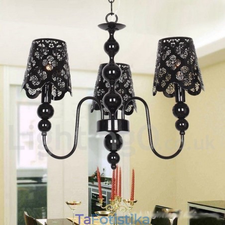 Πολυέλαιος σε στυλ 3 ελαφρύ μοντέρνο, κούφιο μαύρο κερί