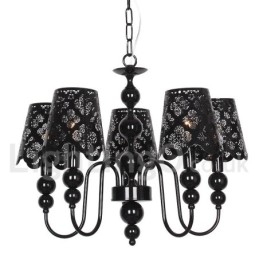 Πολυέλαιος 5 Light Modern Contemporary Hollow Black Candle Style