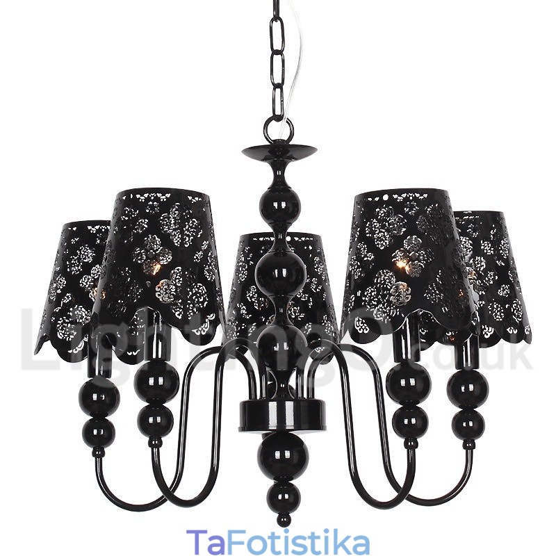 Πολυέλαιος 5 Light Modern Contemporary Hollow Black Candle Style