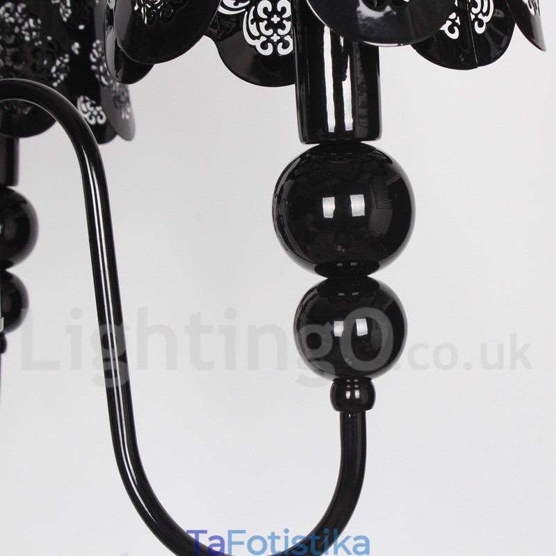 Πολυέλαιος 5 Light Modern Contemporary Hollow Black Candle Style