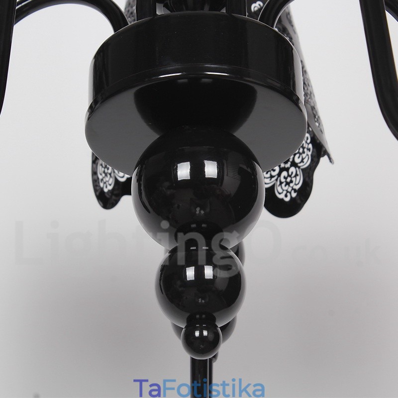 Πολυέλαιος 5 Light Modern Contemporary Hollow Black Candle Style