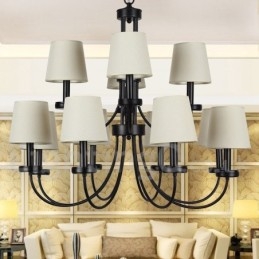 Πολυέλαιος 12 Light Retro Contemporary 2 επιπέδων σε στυλ μαύρου κεριού