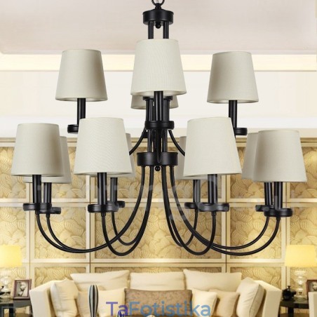 Πολυέλαιος 12 Light Retro Contemporary 2 επιπέδων σε στυλ μαύρου κεριού