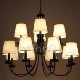 Πολυέλαιος 12 Light Retro Contemporary 2 επιπέδων σε στυλ μαύρου κεριού