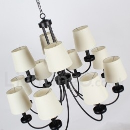 Πολυέλαιος 12 Light Retro Contemporary 2 επιπέδων σε στυλ μαύρου κεριού