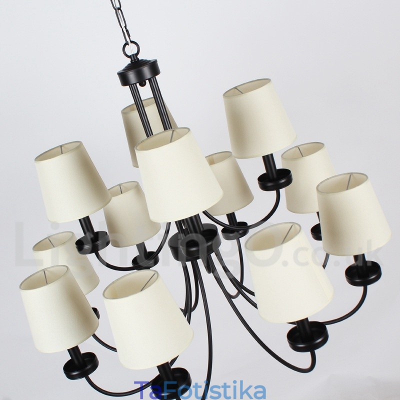 Πολυέλαιος 12 Light Retro Contemporary 2 επιπέδων σε στυλ μαύρου κεριού