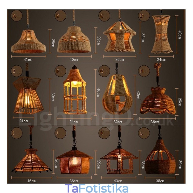 1 Κρεμαστό φωτιστικό Light Rustic Lodge Light Κρεμαστό φωτιστικό με σχοινί κάνναβης