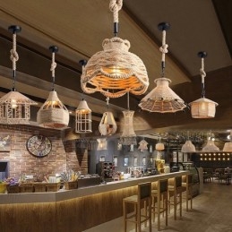 1 Κρεμαστό φωτιστικό Light Rustic Lodge Light Κρεμαστό φωτιστικό με σχοινί κάνναβης
