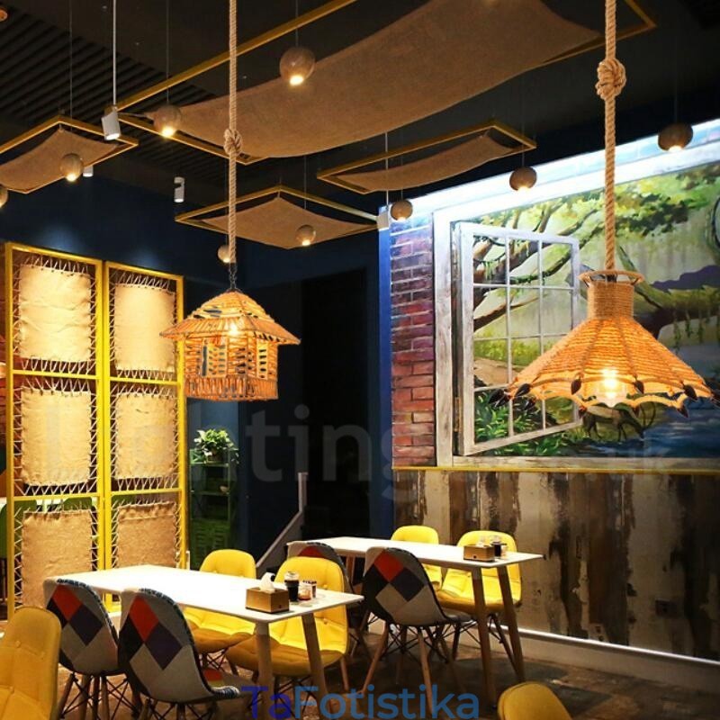 1 Κρεμαστό φωτιστικό Light Rustic Lodge Light Κρεμαστό φωτιστικό με σχοινί κάνναβης