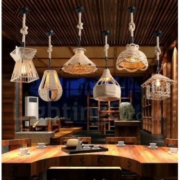 1 Κρεμαστό φωτιστικό Light Rustic Lodge Light Κρεμαστό φωτιστικό με σχοινί κάνναβης