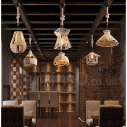 1 Κρεμαστό φωτιστικό Light Rustic Lodge Light Κρεμαστό φωτιστικό με σχοινί κάνναβης