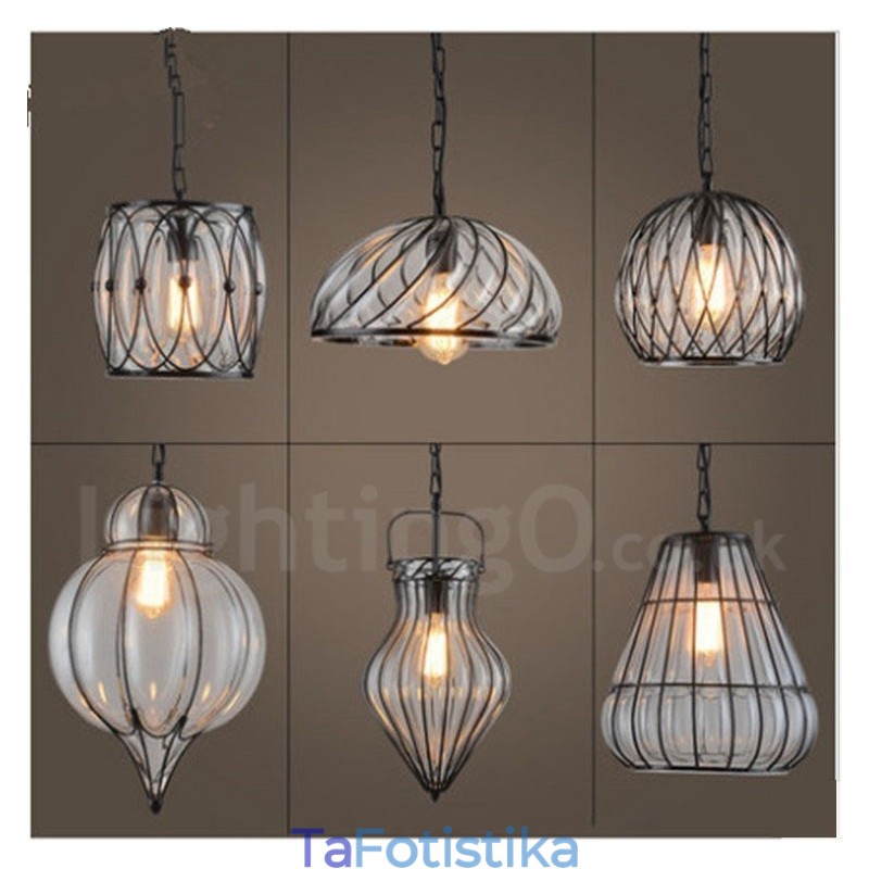 1 Κρεμαστό φωτιστικό Light Vintage Cafe Glass Κρεμαστό Φωτιστικό Loft