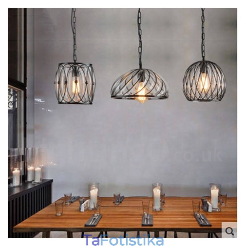 1 Κρεμαστό φωτιστικό Light Vintage Cafe Glass Κρεμαστό Φωτιστικό Loft