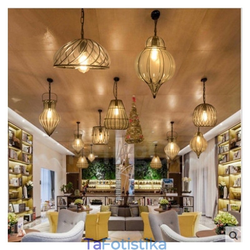 1 Κρεμαστό φωτιστικό Light Vintage Cafe Glass Κρεμαστό Φωτιστικό Loft