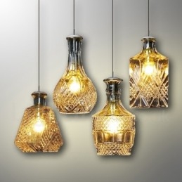 1 Light Rustic Lodge Glass Κρεμαστό Φωτιστικό Cafe