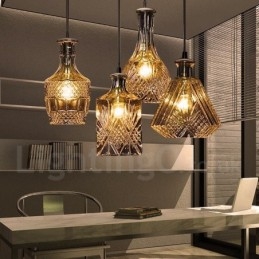 1 Light Rustic Lodge Glass Κρεμαστό Φωτιστικό Cafe