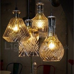 1 Light Rustic Lodge Glass Κρεμαστό Φωτιστικό Cafe