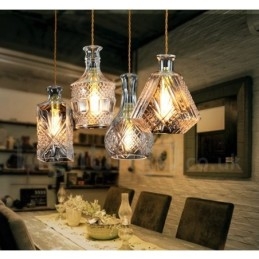 1 Light Rustic Lodge Glass Κρεμαστό Φωτιστικό Cafe