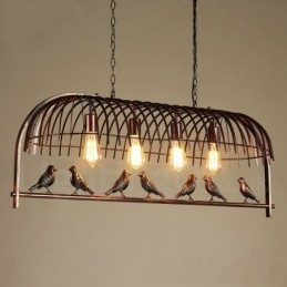 Φωτιστικό κρεμαστό 4 Light Rustic Lodge Retro Birdcage με ατσάλινη απόχρωση