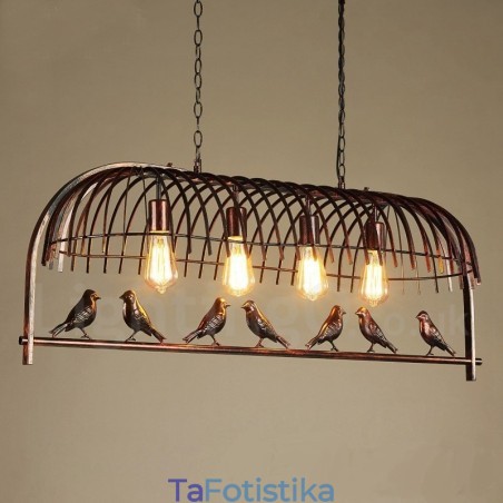 Φωτιστικό κρεμαστό 4 Light Rustic Lodge Retro Birdcage με ατσάλινη απόχρωση Φωτιστικό κρεμαστό 4 Light Rustic Lodge Retro Birdcage με ατσάλινη απόχρωση