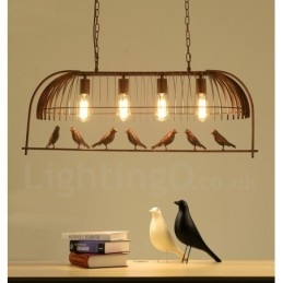 Φωτιστικό κρεμαστό 4 Light Rustic Lodge Retro Birdcage με ατσάλινη απόχρωση