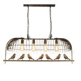 Φωτιστικό κρεμαστό 4 Light Rustic Lodge Retro Birdcage με ατσάλινη απόχρωση