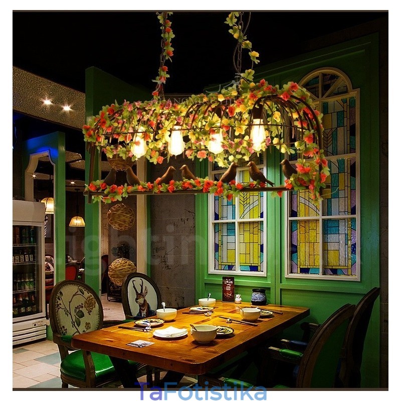 Φωτιστικό κρεμαστό 4 Light Rustic Lodge Retro Birdcage με ατσάλινη απόχρωση