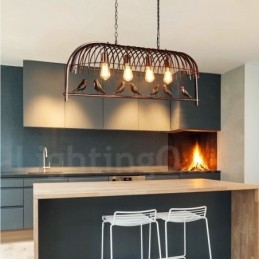 Φωτιστικό κρεμαστό 4 Light Rustic Lodge Retro Birdcage με ατσάλινη απόχρωση