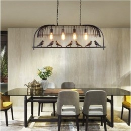 Φωτιστικό κρεμαστό 4 Light Rustic Lodge Retro Birdcage με ατσάλινη απόχρωση